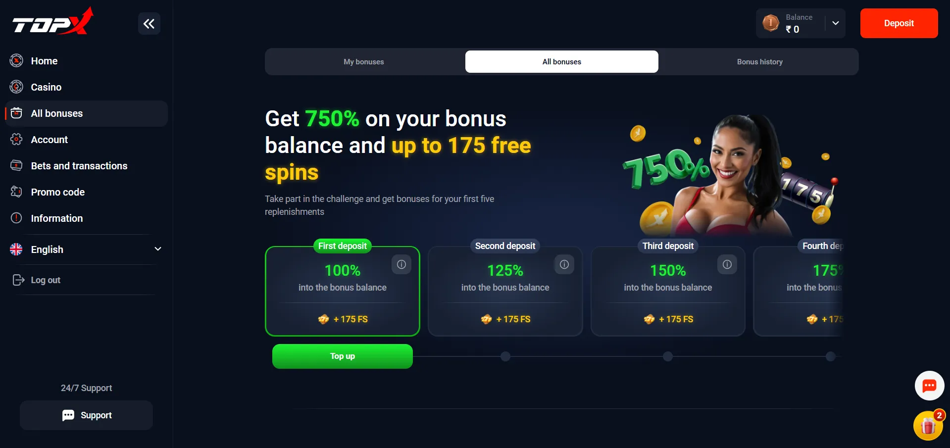 bonuses mobile at topx